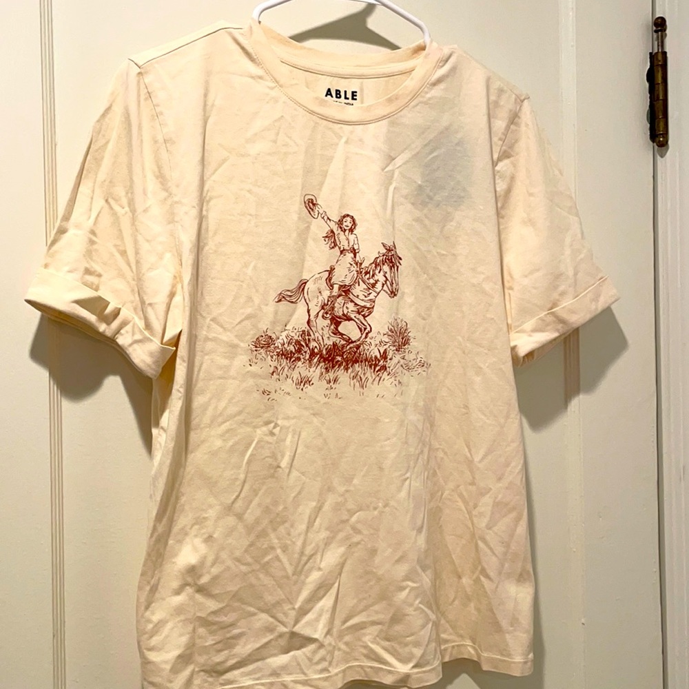 New Cowgirl T-Shirt Tee Top by Able NWT Sz. Small Rare 100% Cotton - Picture 2 of 5